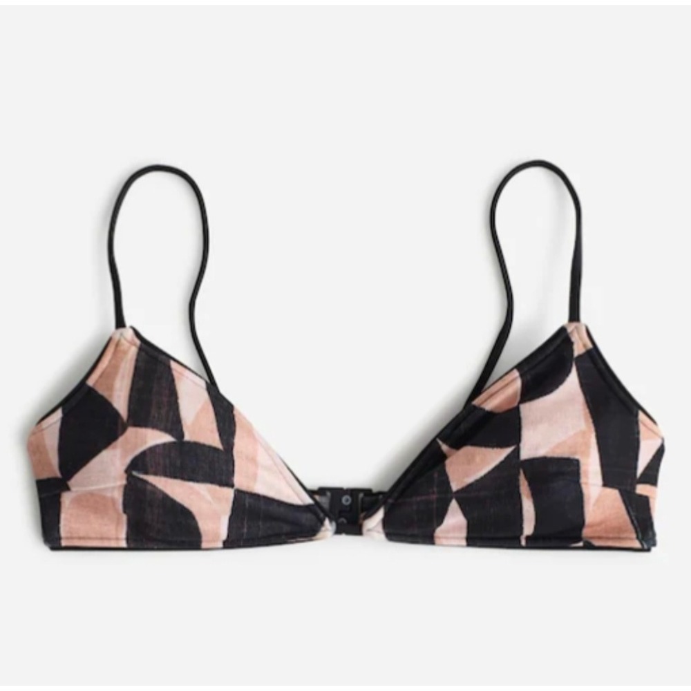 Madewell / Zulu & Zephyr Women Size 8 Black Tan Mosaic Bralette Bikini‎ Top